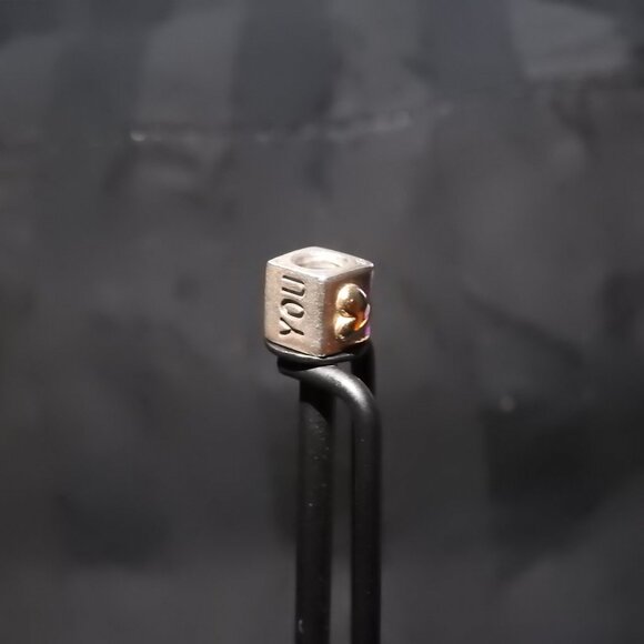 Genuine Pandora Bracelet Charm - Silver & 14k Gold I Love You Cube S925 - Picture 3 of 6